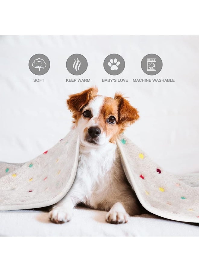 مجموعة من 3 بطانيات للحيوانات الأليفة، بطانية ناعمة ورقيقة من الصوف، بطانية نوم دافئة بتصميم مطبوع، بطانية للجراء والقطط الصغيرة، بطانية للكلاب - Image 4